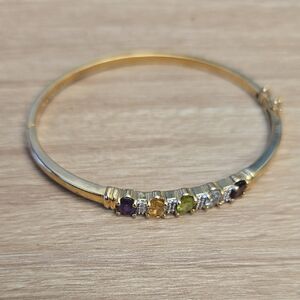 Goldtone Multi-Gemstone Bangle Bracelet - Women's Jewelry